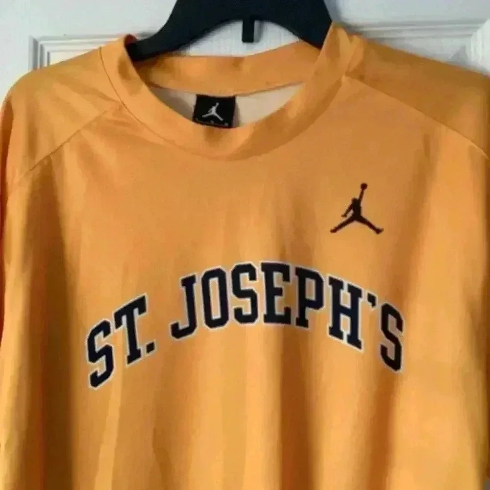 MICHEAL JORDAN ST. JOSHEP’S GOLD JUMP MAN WARM UP NIKE SHOOTER SHIRTS SIZE LARGE